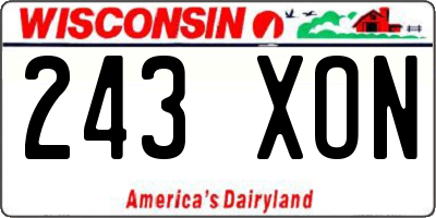 WI license plate 243XON
