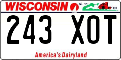 WI license plate 243XOT