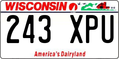 WI license plate 243XPU