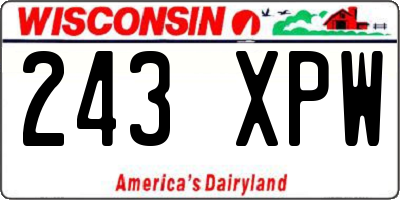 WI license plate 243XPW