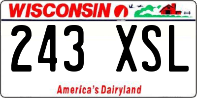 WI license plate 243XSL