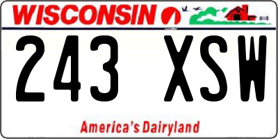 WI license plate 243XSW