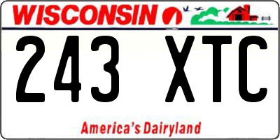 WI license plate 243XTC