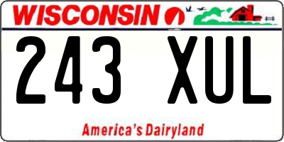 WI license plate 243XUL