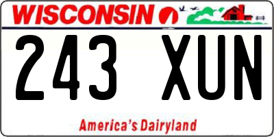 WI license plate 243XUN
