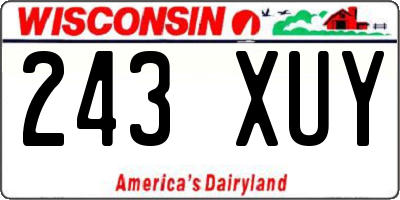 WI license plate 243XUY