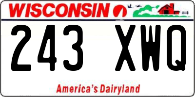 WI license plate 243XWQ