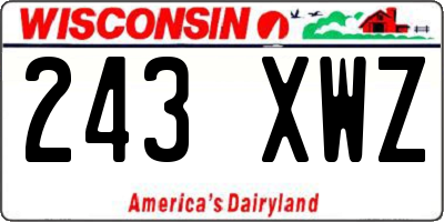 WI license plate 243XWZ
