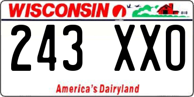 WI license plate 243XXO