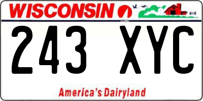 WI license plate 243XYC