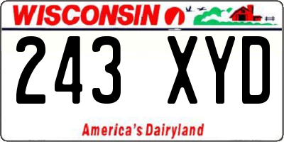 WI license plate 243XYD