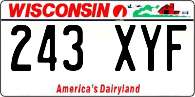 WI license plate 243XYF