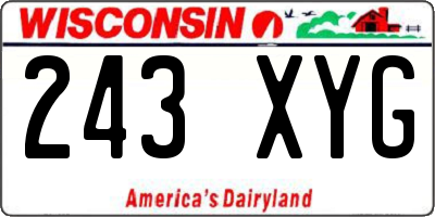 WI license plate 243XYG