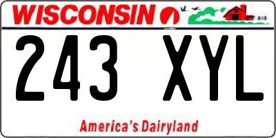WI license plate 243XYL