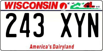 WI license plate 243XYN