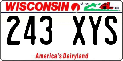 WI license plate 243XYS