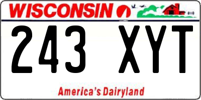 WI license plate 243XYT