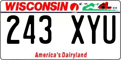 WI license plate 243XYU