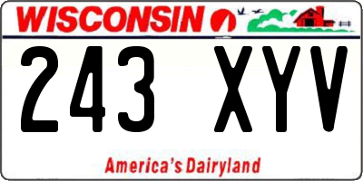 WI license plate 243XYV