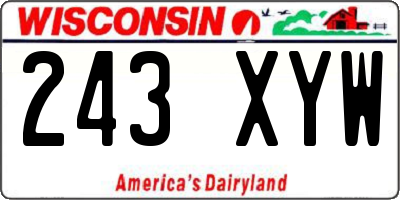 WI license plate 243XYW