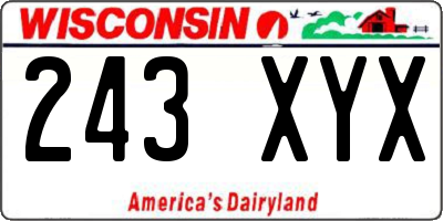 WI license plate 243XYX