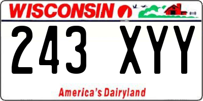 WI license plate 243XYY