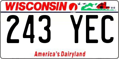WI license plate 243YEC