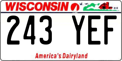 WI license plate 243YEF