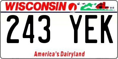 WI license plate 243YEK