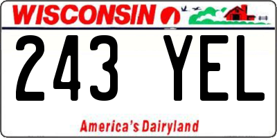 WI license plate 243YEL
