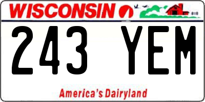 WI license plate 243YEM