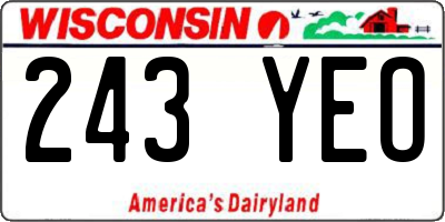 WI license plate 243YEO