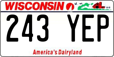 WI license plate 243YEP