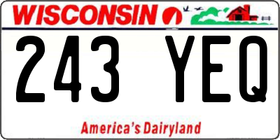 WI license plate 243YEQ