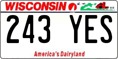 WI license plate 243YES