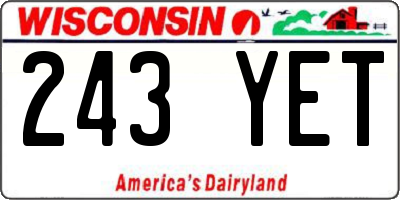 WI license plate 243YET