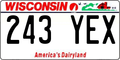 WI license plate 243YEX