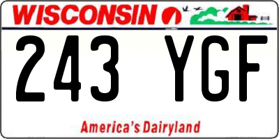 WI license plate 243YGF