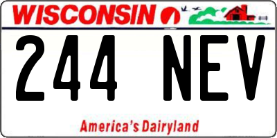 WI license plate 244NEV