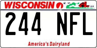 WI license plate 244NFL