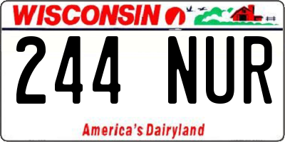 WI license plate 244NUR