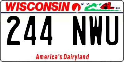 WI license plate 244NWU