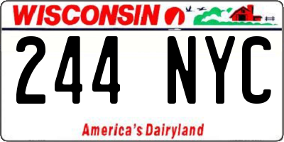 WI license plate 244NYC