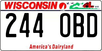 WI license plate 244OBD