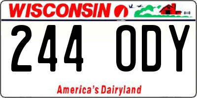 WI license plate 244ODY