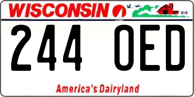 WI license plate 244OED
