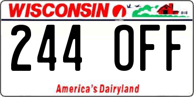 WI license plate 244OFF
