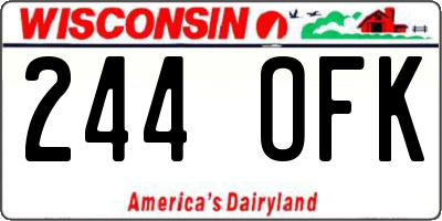 WI license plate 244OFK