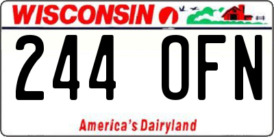 WI license plate 244OFN