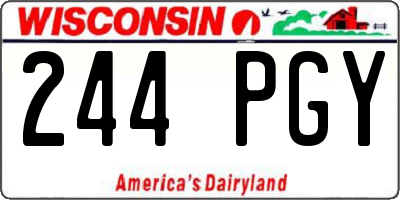WI license plate 244PGY